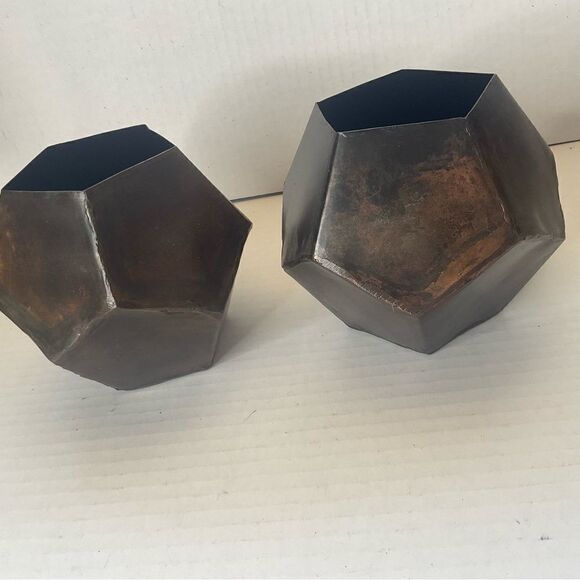 CANDLEHOLDERS Natural aged iron finish hand cut and welded Rustic - Picture 6 of 8